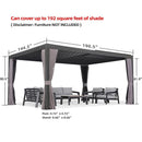 PURPLE LEAF Outdoor Adjustable Louvered Aluminum Pergola Metal Roof Hardtop Gazebo with Upgrade Curtain