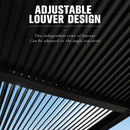 PURPLE LEAF Outdoor Adjustable Louvered Aluminum Pergola Metal Roof Hardtop Gazebo with Upgrade Curtain