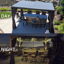 PURPLE LEAF Outdoor Adjustable Louvered Aluminum Pergola Metal Roof Hardtop Gazebo with Upgrade Curtain