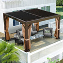 PURPLE LEAF Outdoor Adjustable Louvered Aluminum Pergola Metal Roof Hardtop Gazebo with Upgrade Curtain