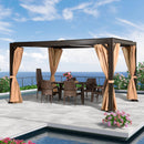 PURPLE LEAF Outdoor Adjustable Louvered Aluminum Pergola Metal Roof Hardtop Gazebo with Upgrade Curtain