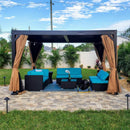 PURPLE LEAF Outdoor Adjustable Louvered Aluminum Pergola Metal Roof Hardtop Gazebo with Upgrade Curtain