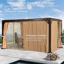 PURPLE LEAF Outdoor Adjustable Louvered Aluminum Pergola Metal Roof Hardtop Gazebo with Upgrade Curtain