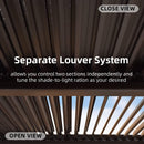 PURPLE LEAF Outdoor Adjustable Louvered Aluminum Pergola Metal Roof Hardtop Gazebo with Upgrade Curtain