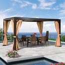 PURPLE LEAF Outdoor Adjustable Louvered Aluminum Pergola Metal Roof Hardtop Gazebo with Upgrade Curtain