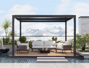 PURPLE LEAF Outdoor Adjustable Louvered Aluminum Pergola Metal Roof Hardtop Gazebo with Upgrade Curtain