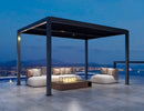 PURPLE LEAF Outdoor Adjustable Louvered Aluminum Pergola Metal Roof Hardtop Gazebo with Upgrade Curtain