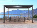 PURPLE LEAF Outdoor Adjustable Louvered Aluminum Pergola Metal Roof Hardtop Gazebo with Upgrade Curtain