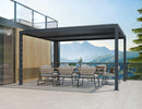 PURPLE LEAF Outdoor Adjustable Louvered Aluminum Pergola Metal Roof Hardtop Gazebo with Upgrade Curtain