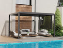 PURPLE LEAF Outdoor Adjustable Louvered Aluminum Pergola Metal Roof Hardtop Gazebo with Upgrade Curtain