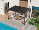 PURPLE LEAF Outdoor Adjustable Louvered Aluminum Pergola Metal Roof Hardtop Gazebo with Upgrade Curtain