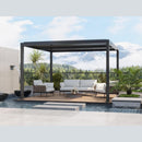 PURPLE LEAF Outdoor Adjustable Louvered Aluminum Pergola Metal Roof Hardtop Gazebo with Upgrade Curtain