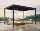 PURPLE LEAF Outdoor Adjustable Louvered Aluminum Pergola Metal Roof Hardtop Gazebo with Upgrade Curtain