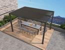 PURPLE LEAF Outdoor Adjustable Louvered Aluminum Pergola Metal Roof Hardtop Gazebo with Upgrade Curtain
