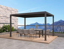 PURPLE LEAF Outdoor Adjustable Louvered Aluminum Pergola Metal Roof Hardtop Gazebo with Upgrade Curtain