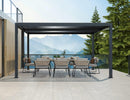 PURPLE LEAF Outdoor Adjustable Louvered Aluminum Pergola Metal Roof Hardtop Gazebo with Upgrade Curtain