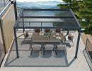 PURPLE LEAF Outdoor Adjustable Louvered Aluminum Pergola Metal Roof Hardtop Gazebo with Upgrade Curtain