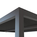 PURPLE LEAF Outdoor Adjustable Louvered Aluminum Pergola Metal Roof Hardtop Gazebo with Upgrade Curtain