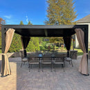 PURPLE LEAF Outdoor Adjustable Louvered Aluminum Pergola Metal Roof Hardtop Gazebo with Upgrade Curtain