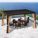 PURPLE LEAF Outdoor Adjustable Louvered Aluminum Pergola Metal Roof Hardtop Gazebo with Upgrade Curtain
