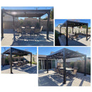 PURPLE LEAF Outdoor Adjustable Louvered Aluminum Pergola Metal Roof Hardtop Gazebo with Upgrade Curtain
