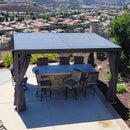 PURPLE LEAF Outdoor Adjustable Louvered Aluminum Pergola Metal Roof Hardtop Gazebo with Upgrade Curtain