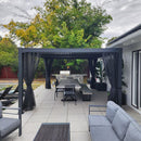 PURPLE LEAF Outdoor Adjustable Louvered Aluminum Pergola Metal Roof Hardtop Gazebo with Upgrade Curtain