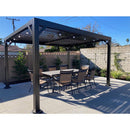 PURPLE LEAF Outdoor Adjustable Louvered Aluminum Pergola Metal Roof Hardtop Gazebo with Upgrade Curtain