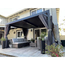 PURPLE LEAF Outdoor Adjustable Louvered Aluminum Pergola Metal Roof Hardtop Gazebo with Upgrade Curtain
