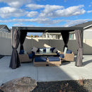 PURPLE LEAF Outdoor Adjustable Louvered Aluminum Pergola Metal Roof Hardtop Gazebo with Upgrade Curtain