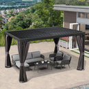 PURPLE LEAF Outdoor Adjustable Louvered Aluminum Pergola Metal Roof Hardtop Gazebo with Upgrade Curtain