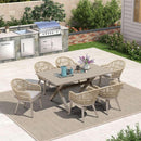PURPLE LEAF 7/9/11 Pieces Outdoor Dining Set Aluminium Dining Table and Woven Rattan Chairs Dining Furniture Set with Cushions for Deck Patio Champagne