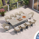 PURPLE LEAF 7/9/11 Pieces Outdoor Dining Set Aluminium Dining Table and Woven Rattan Chairs Dining Furniture Set with Cushions for Deck Patio Champagne