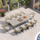 PURPLE LEAF 7/9/11 Pieces Outdoor Dining Set Aluminium Dining Table and Woven Rattan Chairs Dining Furniture Set with Cushions for Deck Patio Champagne