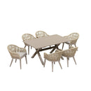 PURPLE LEAF 7/9/11 Pieces Outdoor Dining Set Aluminium Dining Table and Woven Rattan Chairs Dining Furniture Set with Cushions for Deck Patio Champagne