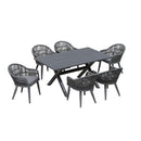 PURPLE LEAF 7/9/11 Pieces Patio Dining Set with Weather-Resistant Dining Table and Chairs Wicker Patio Table Set with Comfortable Cushion for Deck, Garden, Kitchen, Grey