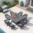 PURPLE LEAF 7/9/11 Pieces Patio Dining Set with Weather-Resistant Dining Table and Chairs Wicker Patio Table Set with Comfortable Cushion for Deck, Garden, Kitchen, Grey