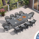 PURPLE LEAF 7/9/11 Pieces Patio Dining Set with Weather-Resistant Dining Table and Chairs Wicker Patio Table Set with Comfortable Cushion for Deck, Garden, Kitchen, Grey