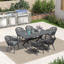 PURPLE LEAF 7/9/11 Pieces Patio Dining Set with Weather-Resistant Dining Table and Chairs Wicker Patio Table Set with Comfortable Cushion for Deck, Garden, Kitchen, Grey