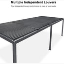 PURPLE LEAF Caesar Solar Louvered Pergola with LED Strip Lights and Control Panel Aluminum Outdoor Pergola with Adjustable Roof for Patio Deck Garden Yard Gray