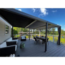 PURPLE LEAF Caesar Solar Louvered Pergola with LED Strip Lights and Control Panel Aluminum Outdoor Pergola with Adjustable Roof for Patio Deck Garden Yard Gray