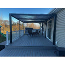 PURPLE LEAF Caesar Solar Louvered Pergola with LED Strip Lights and Control Panel Aluminum Outdoor Pergola with Adjustable Roof for Patio Deck Garden Yard Gray