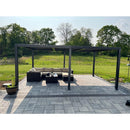 PURPLE LEAF Caesar Solar Louvered Pergola with LED Strip Lights and Control Panel Aluminum Outdoor Pergola with Adjustable Roof for Patio Deck Garden Yard Gray