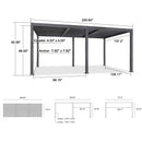 PURPLE LEAF Caesar Solar Louvered Pergola with LED Strip Lights and Control Panel Aluminum Outdoor Pergola with Adjustable Roof for Patio Deck Garden Yard Gray