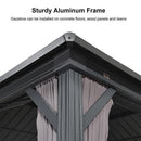 PURPLE LEAF Grey Hardtop Gazebo with Heavy Duty Galvanized Steel Double Roof with String Lights-clear