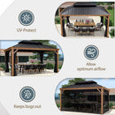 PURPLE LEAF Hardtop Gazebo for Patio Wood Grain Aluminum Frame Awning with Netting