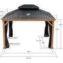 PURPLE LEAF Hardtop Gazebo for Patio Wood Grain Aluminum Frame Awning with Netting