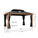 PURPLE LEAF Hardtop Gazebo for Patio Wood Grain Aluminum Frame Awning with Netting