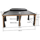 PURPLE LEAF Hardtop Gazebo for Patio Wood Grain Aluminum Frame Awning with Netting
