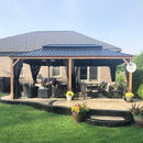 PURPLE LEAF Hardtop Gazebo for Patio Wood Grain Aluminum Frame Awning with Netting